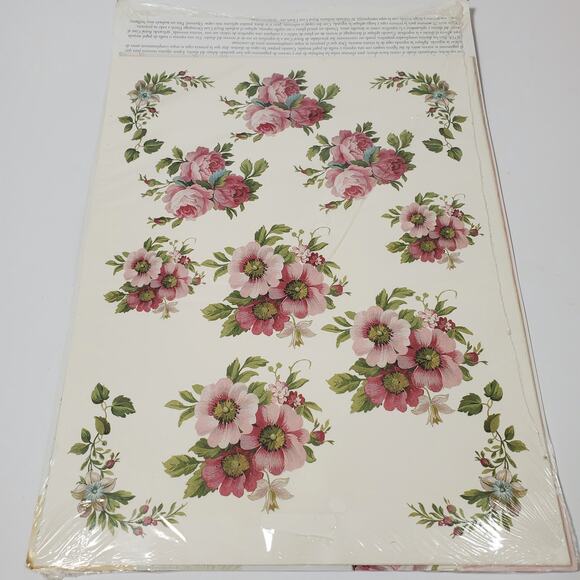 Plaid Company Decoupage Sheet Papers  CABBAGE ROSES New in Pkg 2003 Lot of 2 - Picture 5 of 7